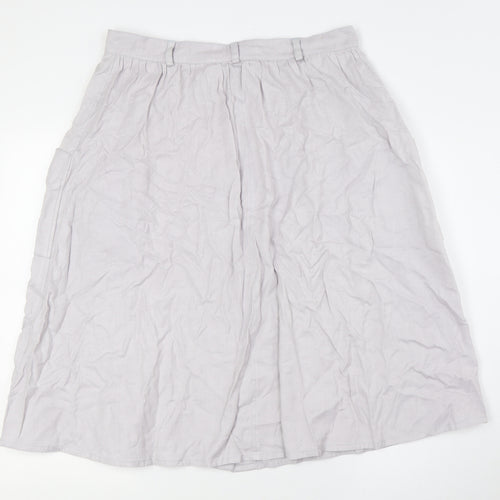 Marks and Spencer Womens Grey Polyester A-Line Skirt Size 14 Button