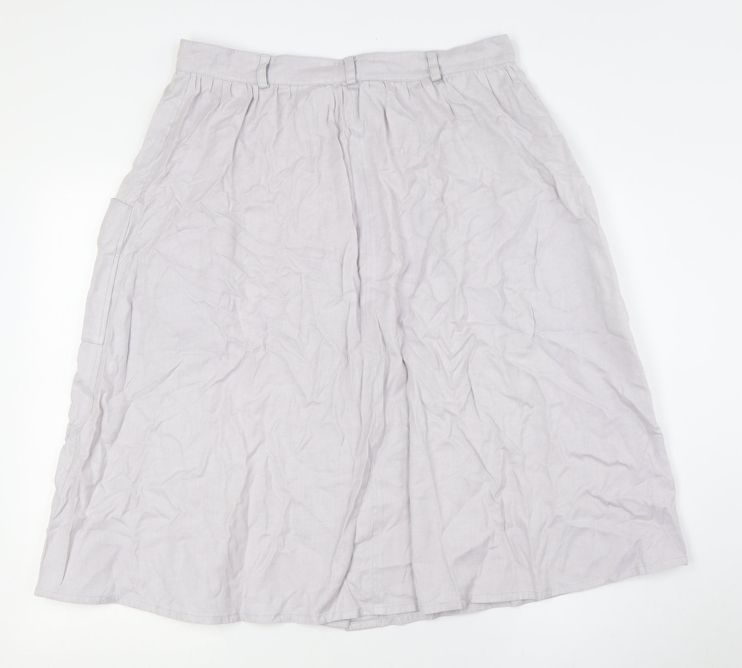 Marks and Spencer Womens Grey Polyester A-Line Skirt Size 14 Button