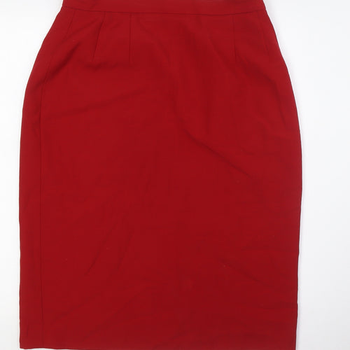 Country Casuals Womens Red Polyester Straight & Pencil Skirt Size 14 Zip