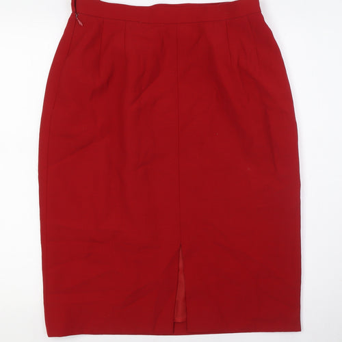 Country Casuals Womens Red Polyester Straight & Pencil Skirt Size 14 Zip