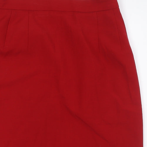 Country Casuals Womens Red Polyester Straight & Pencil Skirt Size 14 Zip