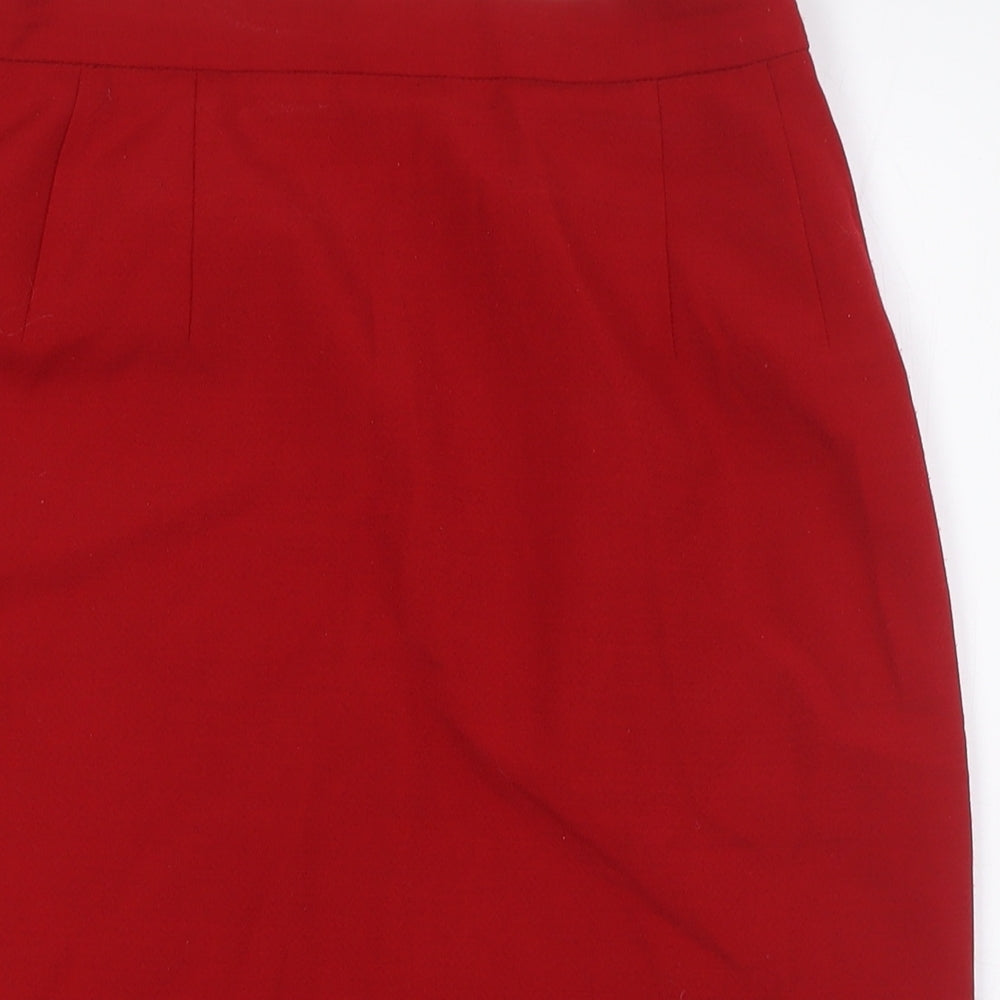 Country Casuals Womens Red Polyester Straight & Pencil Skirt Size 14 Zip