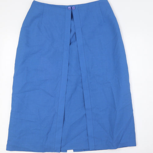 Jacques Vert Womens Blue Polyester A-Line Skirt Size 14 Button