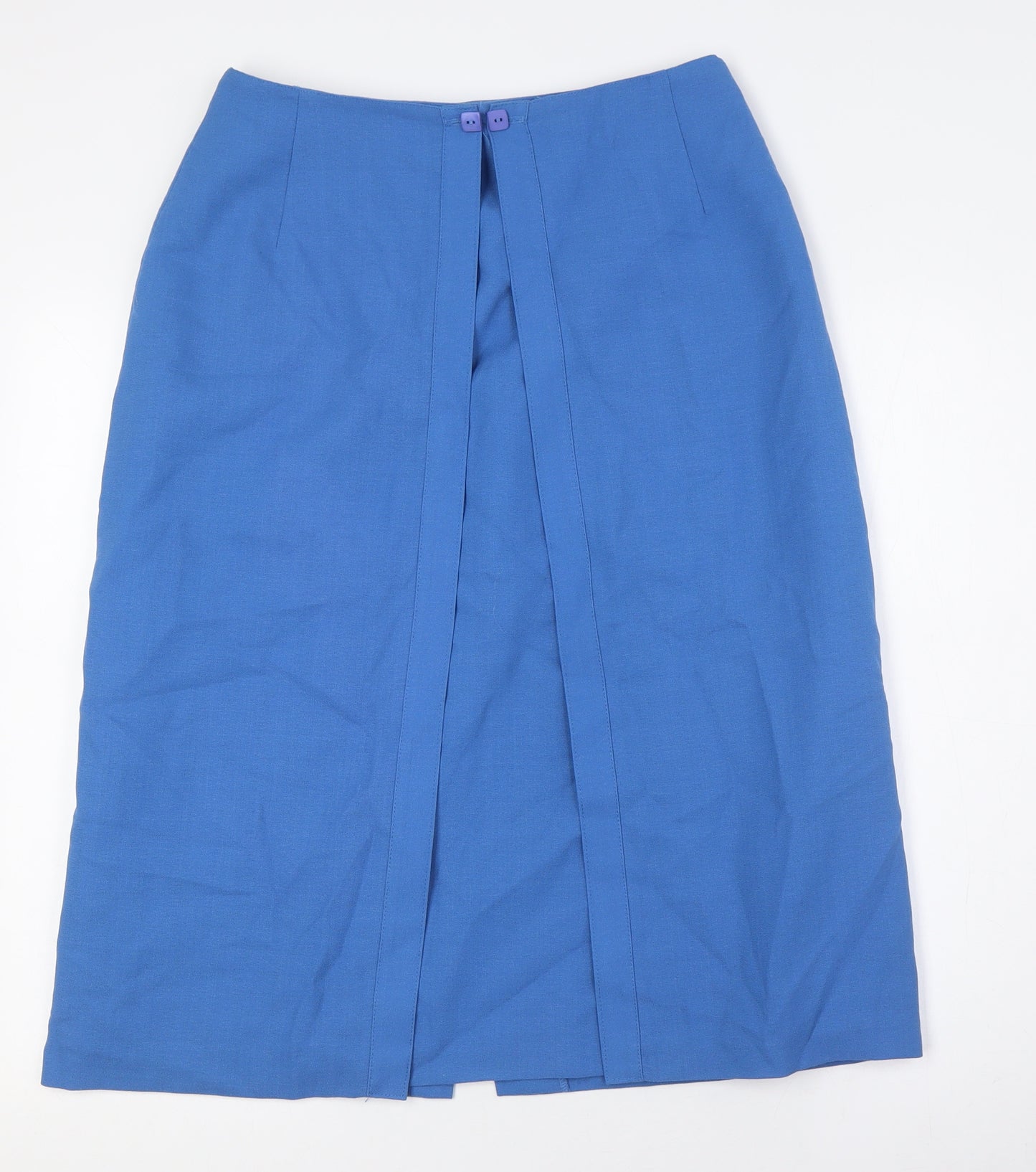 Jacques Vert Womens Blue Polyester A-Line Skirt Size 14 Button