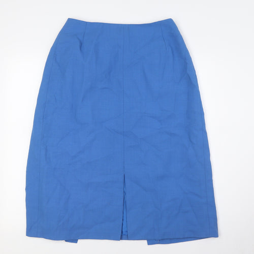 Jacques Vert Womens Blue Polyester A-Line Skirt Size 14 Button