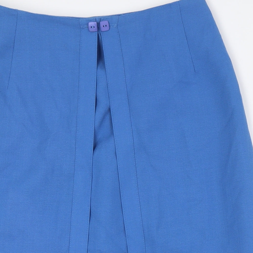 Jacques Vert Womens Blue Polyester A-Line Skirt Size 14 Button