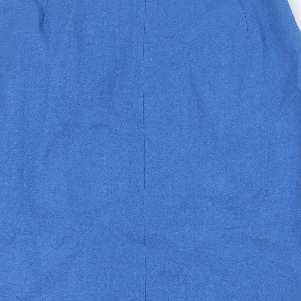 Jacques Vert Womens Blue Polyester A-Line Skirt Size 14 Button