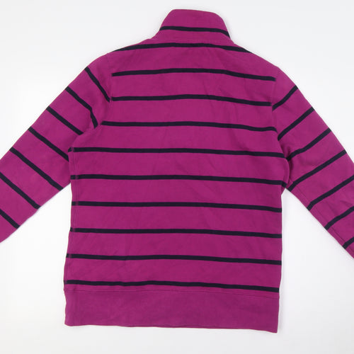 Per Una Womens Purple Striped Cotton Pullover Sweatshirt Size M Zip - 1/4 Zip