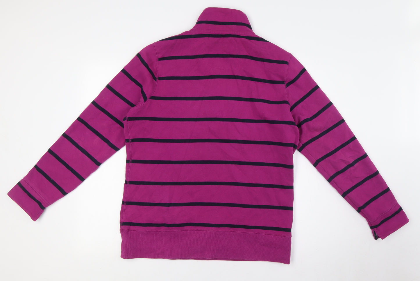 Per Una Womens Purple Striped Cotton Pullover Sweatshirt Size M Zip - 1/4 Zip