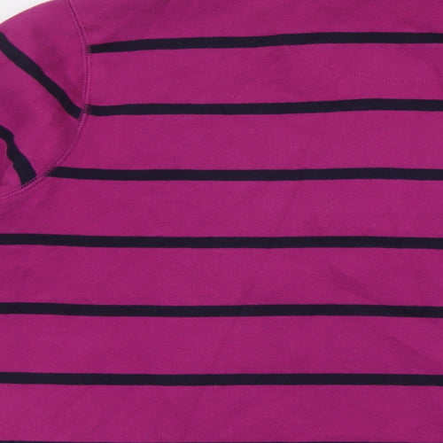 Per Una Womens Purple Striped Cotton Pullover Sweatshirt Size M Zip - 1/4 Zip