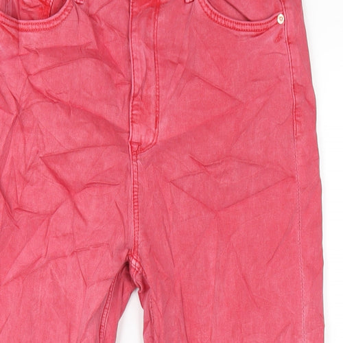 Marks and Spencer Womens Red Cotton Cropped Jeans Size 10 L23 in Regular Zip