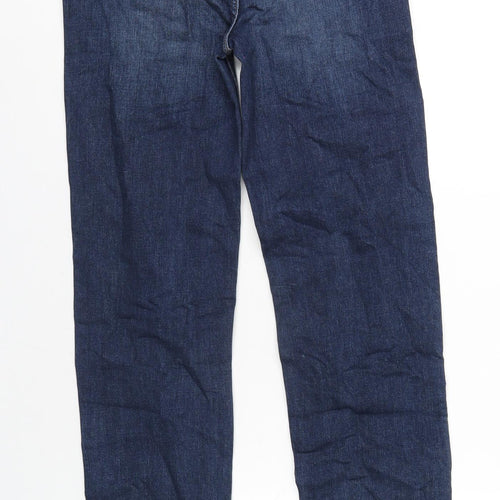 Marks and Spencer Womens Blue Cotton Straight Jeans Size 10 L29 in Regular Zip