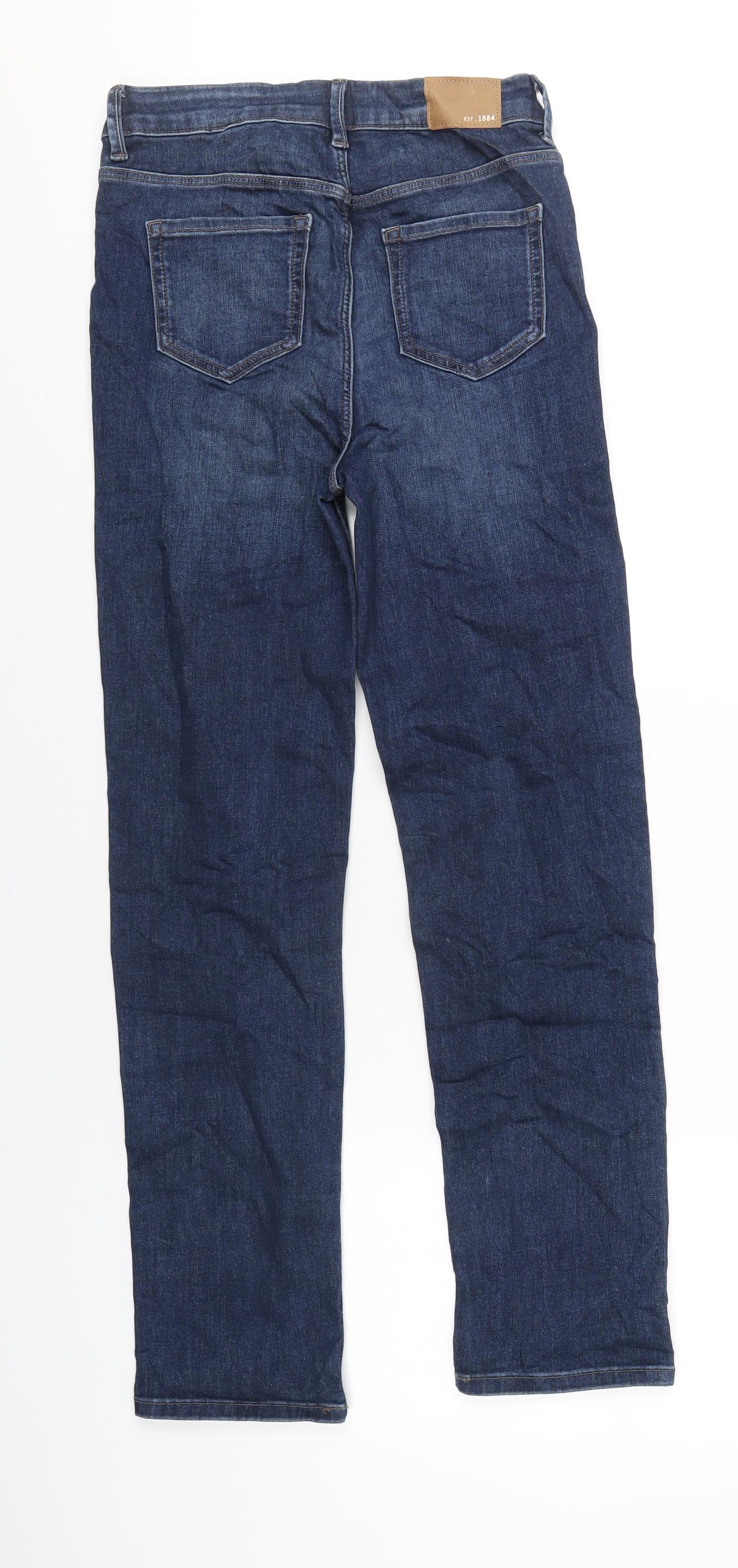 Marks and Spencer Womens Blue Cotton Straight Jeans Size 10 L29 in Regular Zip