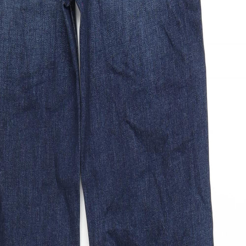 Marks and Spencer Womens Blue Cotton Straight Jeans Size 10 L29 in Regular Zip