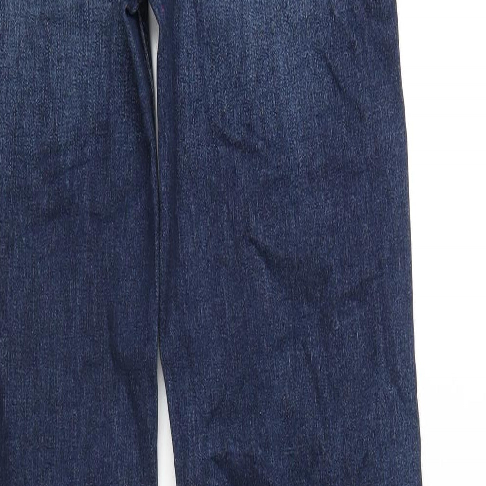 Marks and Spencer Womens Blue Cotton Straight Jeans Size 10 L29 in Regular Zip