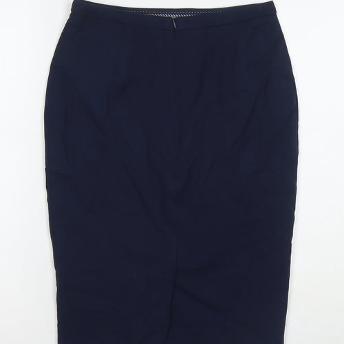 Marks and Spencer Womens Blue Polyester Straight & Pencil Skirt Size 8 Zip