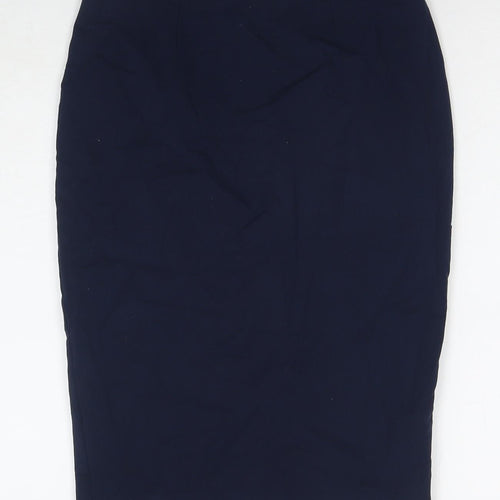 Marks and Spencer Womens Blue Polyester Straight & Pencil Skirt Size 8 Zip