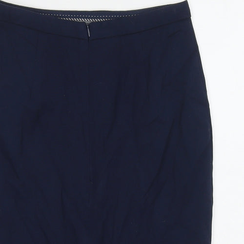 Marks and Spencer Womens Blue Polyester Straight & Pencil Skirt Size 8 Zip