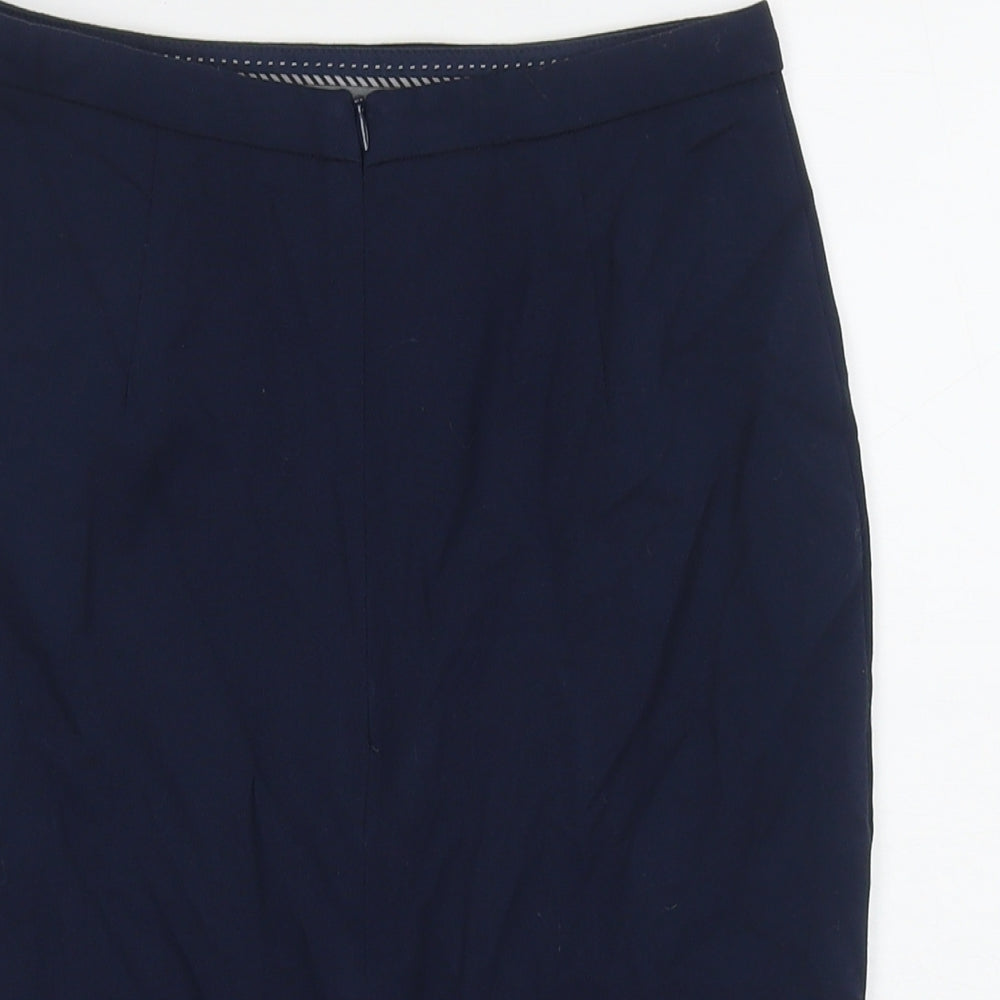 Marks and Spencer Womens Blue Polyester Straight & Pencil Skirt Size 8 Zip