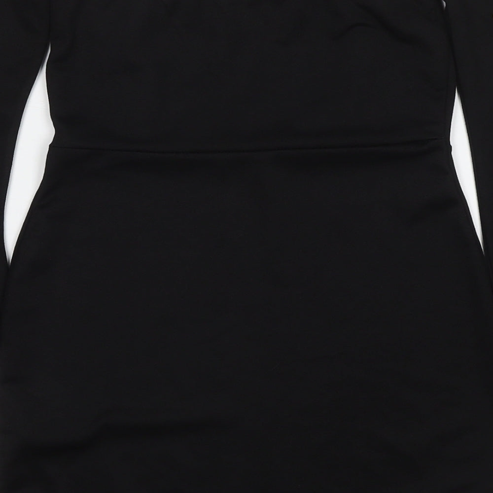 Boohoo Womens Black Polyester Bodycon Size 8 Off the Shoulder Pullover - Strapless