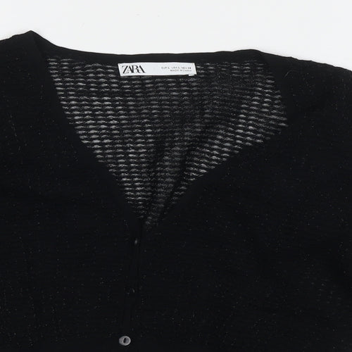 Zara Womens Black V-Neck Polyester Cardigan Jumper Size L