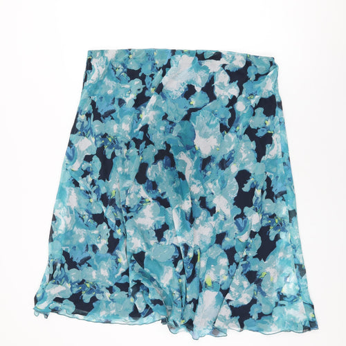 Isle Womens Blue Floral Polyester Swing Skirt Size 22