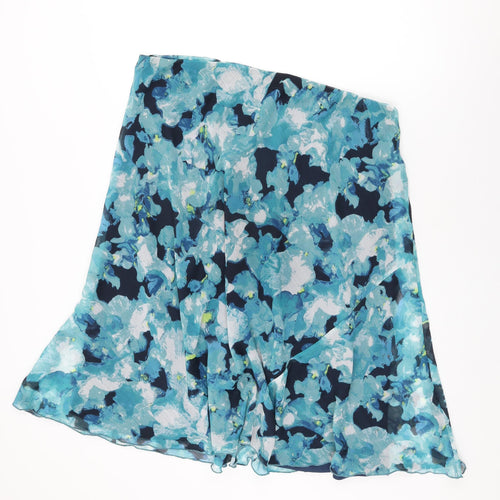 Isle Womens Blue Floral Polyester Swing Skirt Size 22