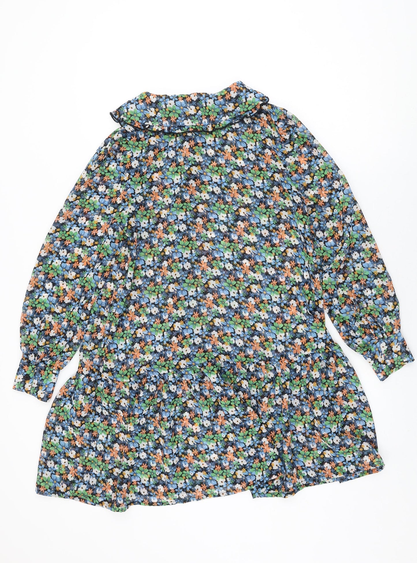 New Look Womens Multicoloured Floral Polyester Shift Size 8 Collared Button