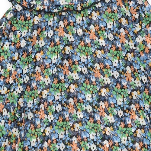 New Look Womens Multicoloured Floral Polyester Shift Size 8 Collared Button