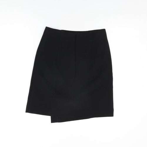 Marks and Spencer Womens Black Polyester A-Line Skirt Size 8 Zip