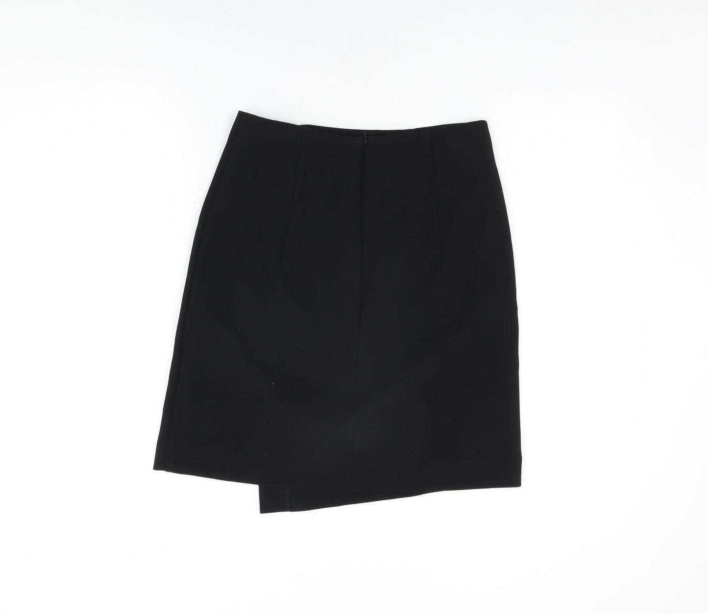 Marks and Spencer Womens Black Polyester A-Line Skirt Size 8 Zip