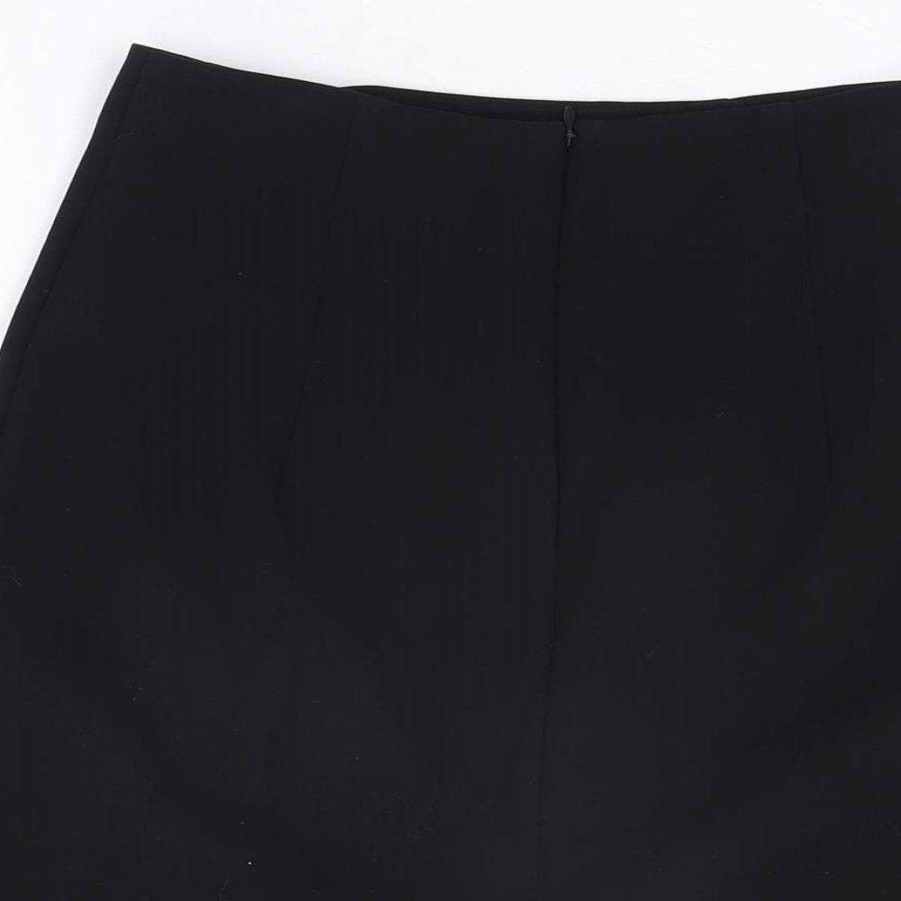 Marks and Spencer Womens Black Polyester A-Line Skirt Size 8 Zip