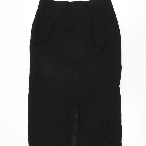 Wallis Womens Black Viscose Straight & Pencil Skirt Size 14 Zip