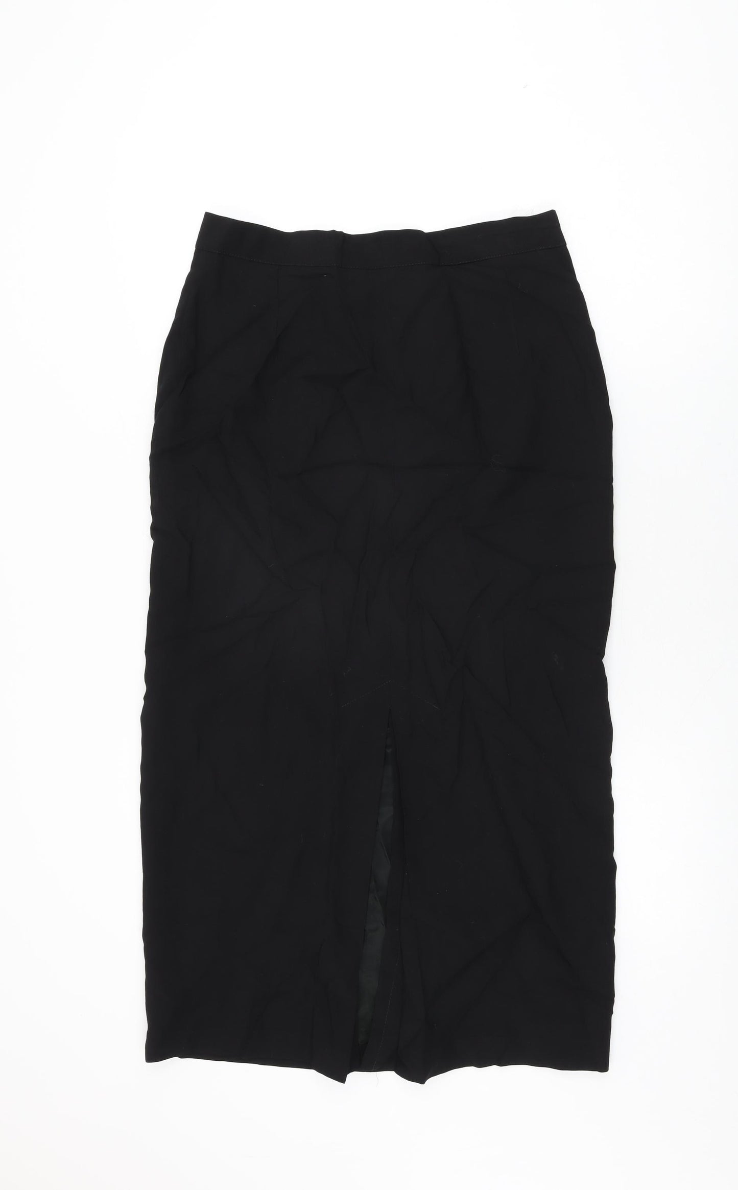 Wallis Womens Black Viscose Straight & Pencil Skirt Size 14 Zip