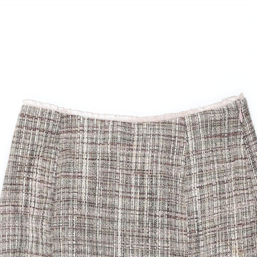 NEXT Womens Beige Acrylic Flare Skirt Size 8 Zip