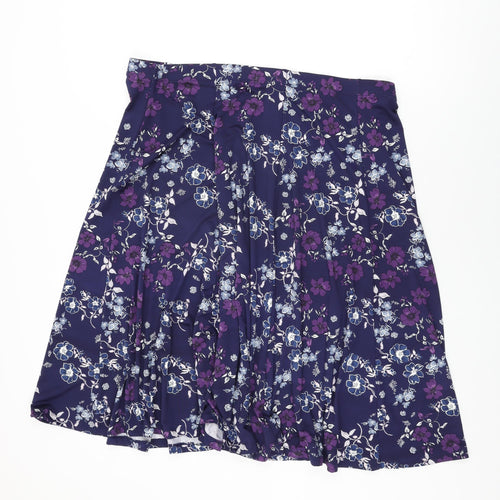 Soon Womens Blue Floral Polyester Swing Skirt Size 22