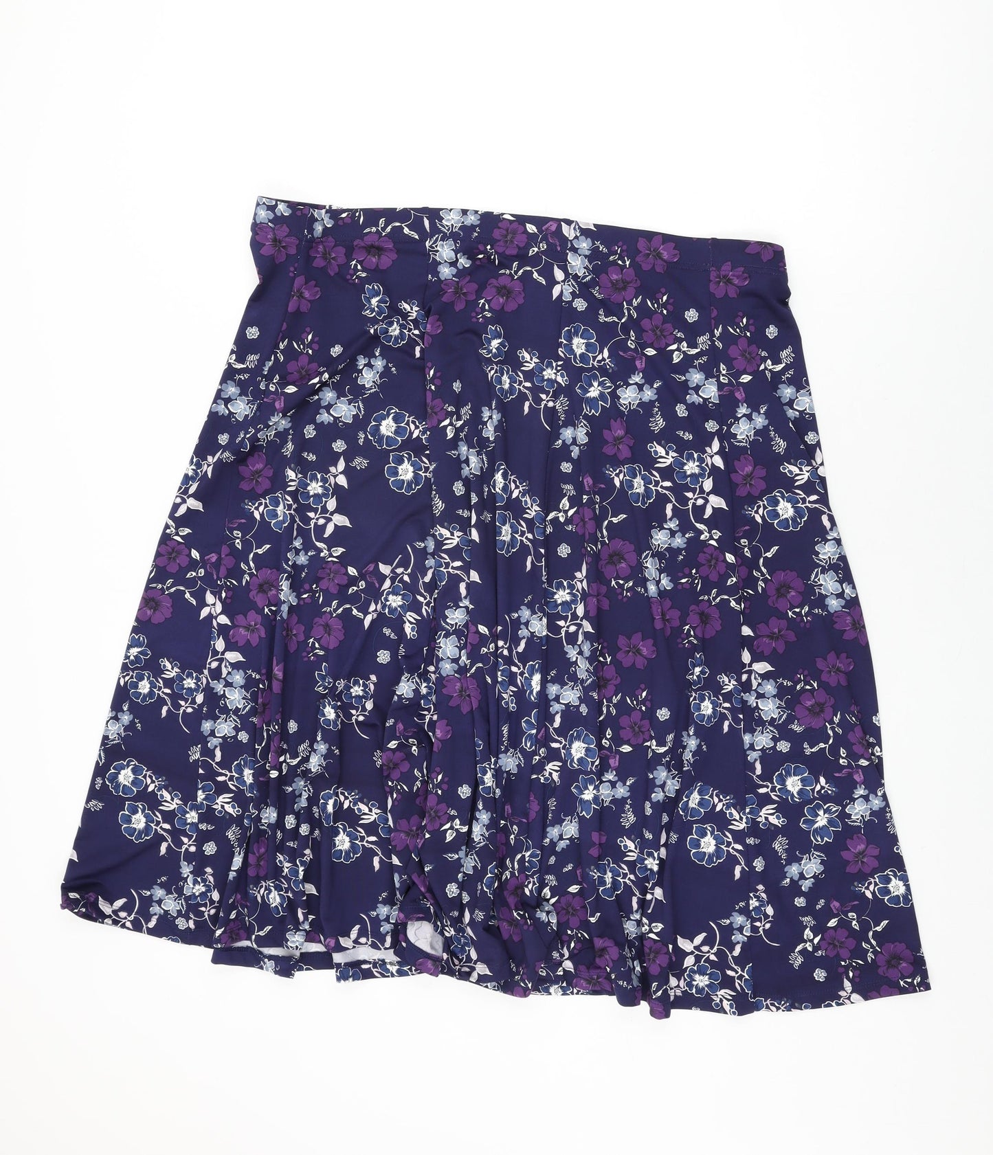 Soon Womens Blue Floral Polyester Swing Skirt Size 22