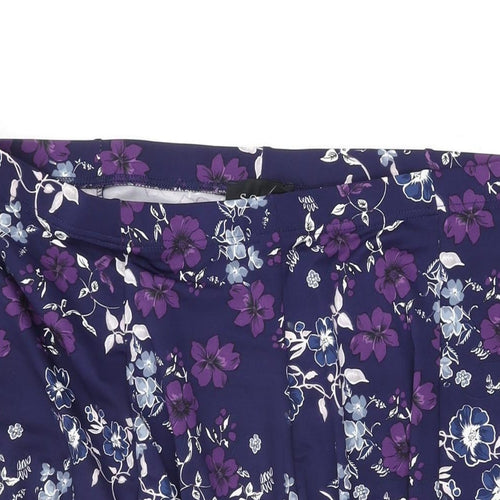 Soon Womens Blue Floral Polyester Swing Skirt Size 22