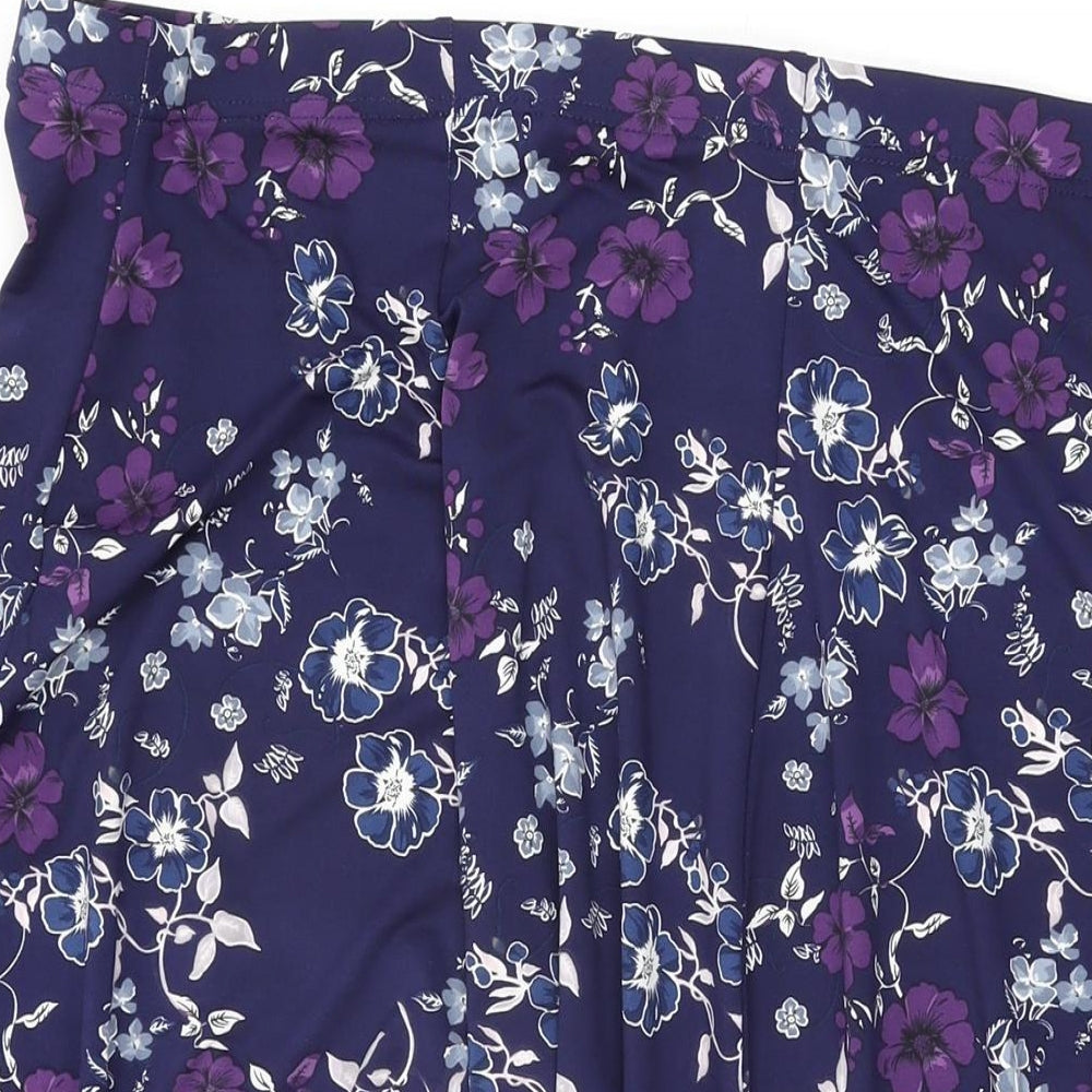 Soon Womens Blue Floral Polyester Swing Skirt Size 22