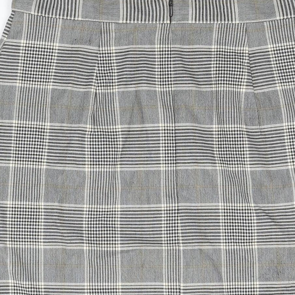 H&M Womens Grey Plaid Polyester Straight & Pencil Skirt Size 14 Zip