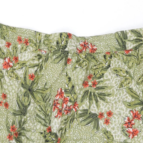 Isle Womens Green Floral Viscose Flare Skirt Size 22 Drawstring