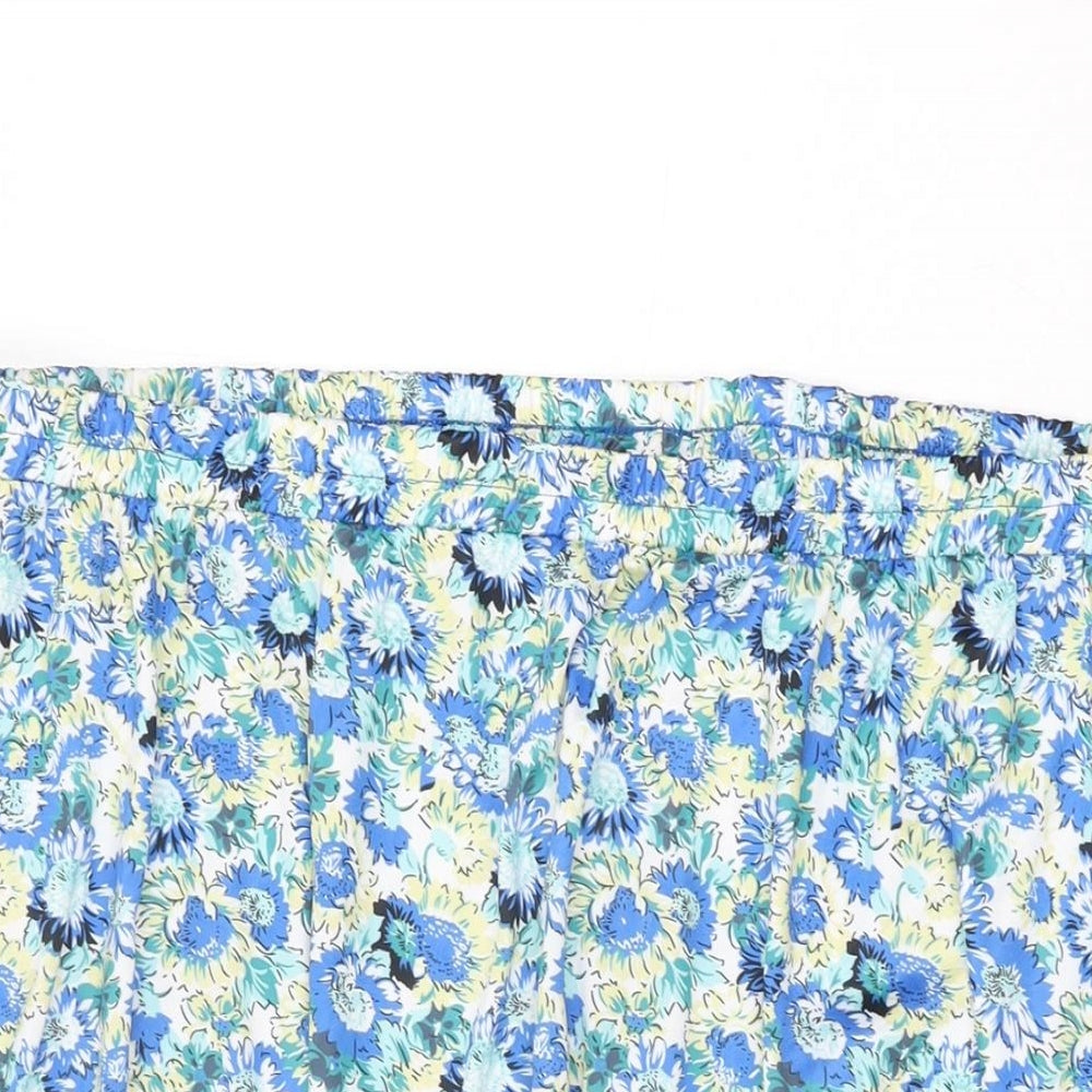 Amber Womens Blue Floral Polyester Swing Skirt Size 22