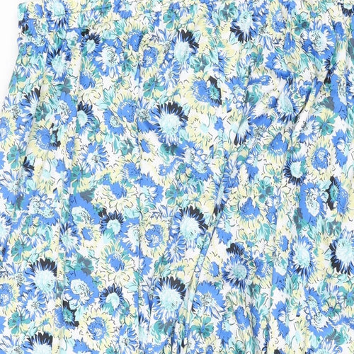 Amber Womens Blue Floral Polyester Swing Skirt Size 22