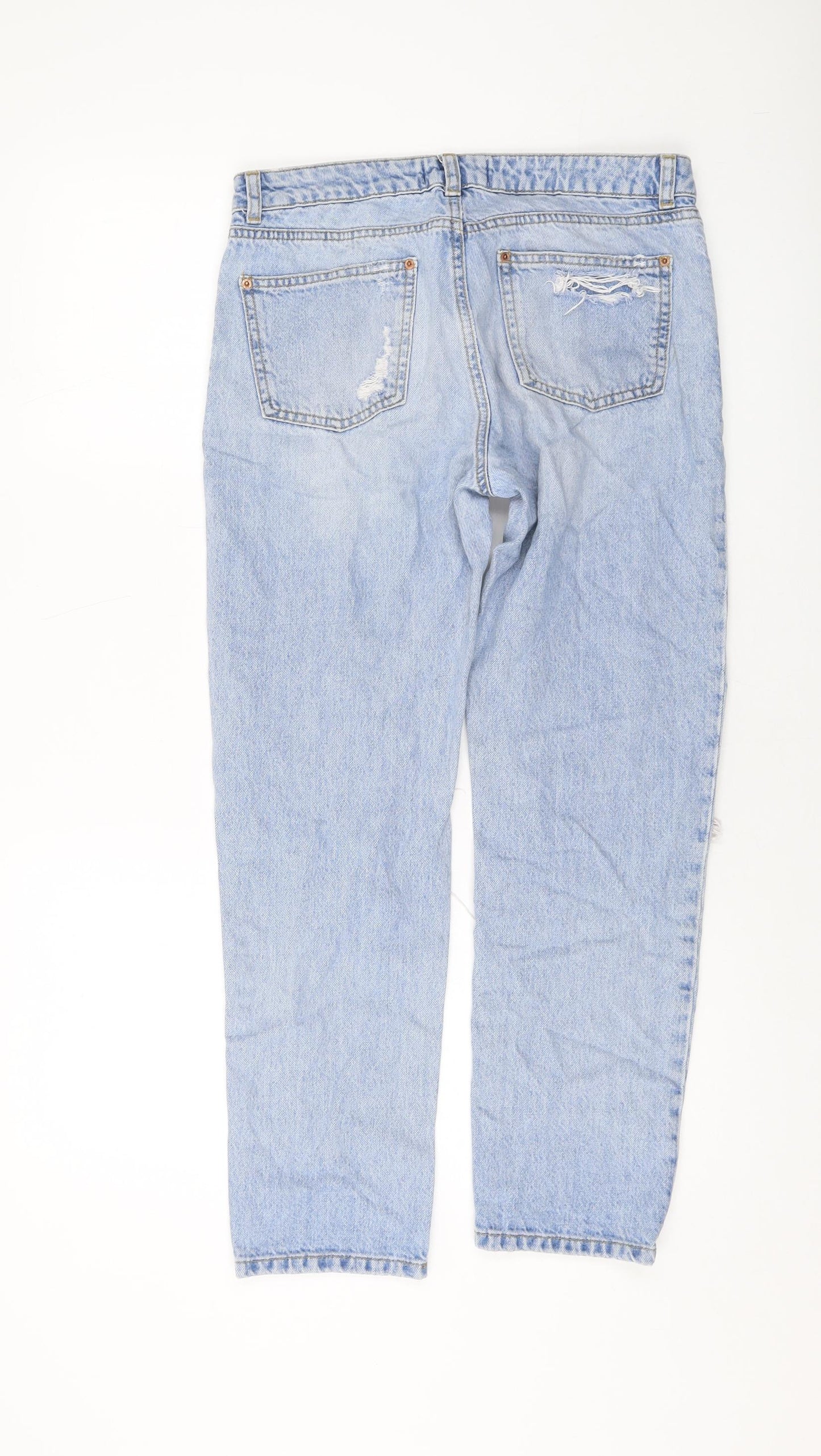 Miss Selfridge Womens Blue Cotton Mom Jeans Size 10 L27 in Regular Button