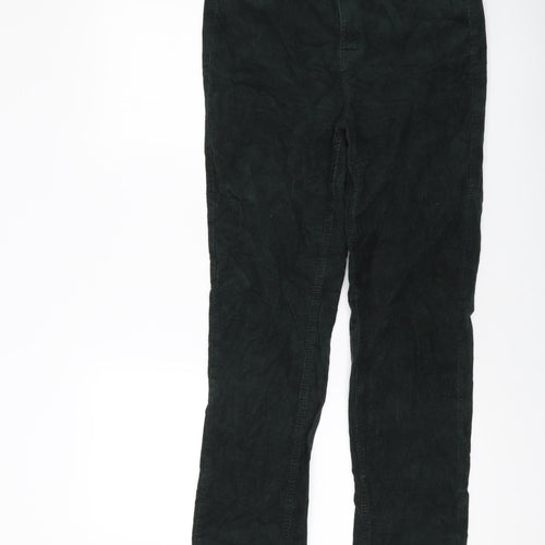 Marks and Spencer Womens Green Cotton Trousers Size 12 L29 in Regular Button