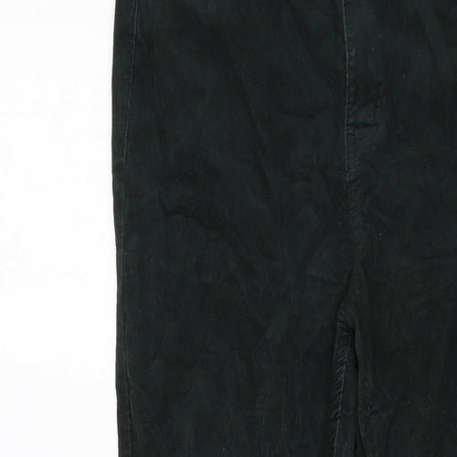 Marks and Spencer Womens Green Cotton Trousers Size 12 L29 in Regular Button