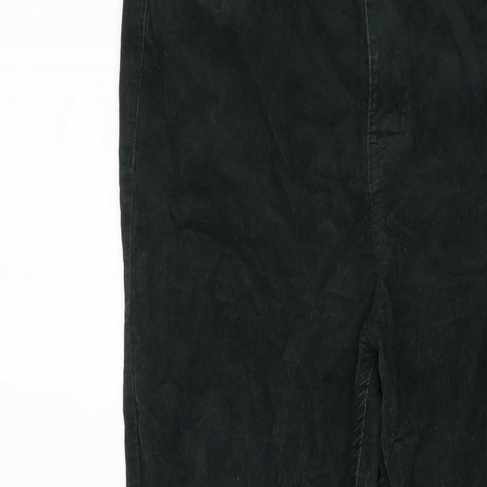 Marks and Spencer Womens Green Cotton Trousers Size 12 L29 in Regular Button