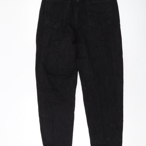 PRETTYLITTLETHING Womens Black Cotton Mom Jeans Size 10 L29 in Regular Button