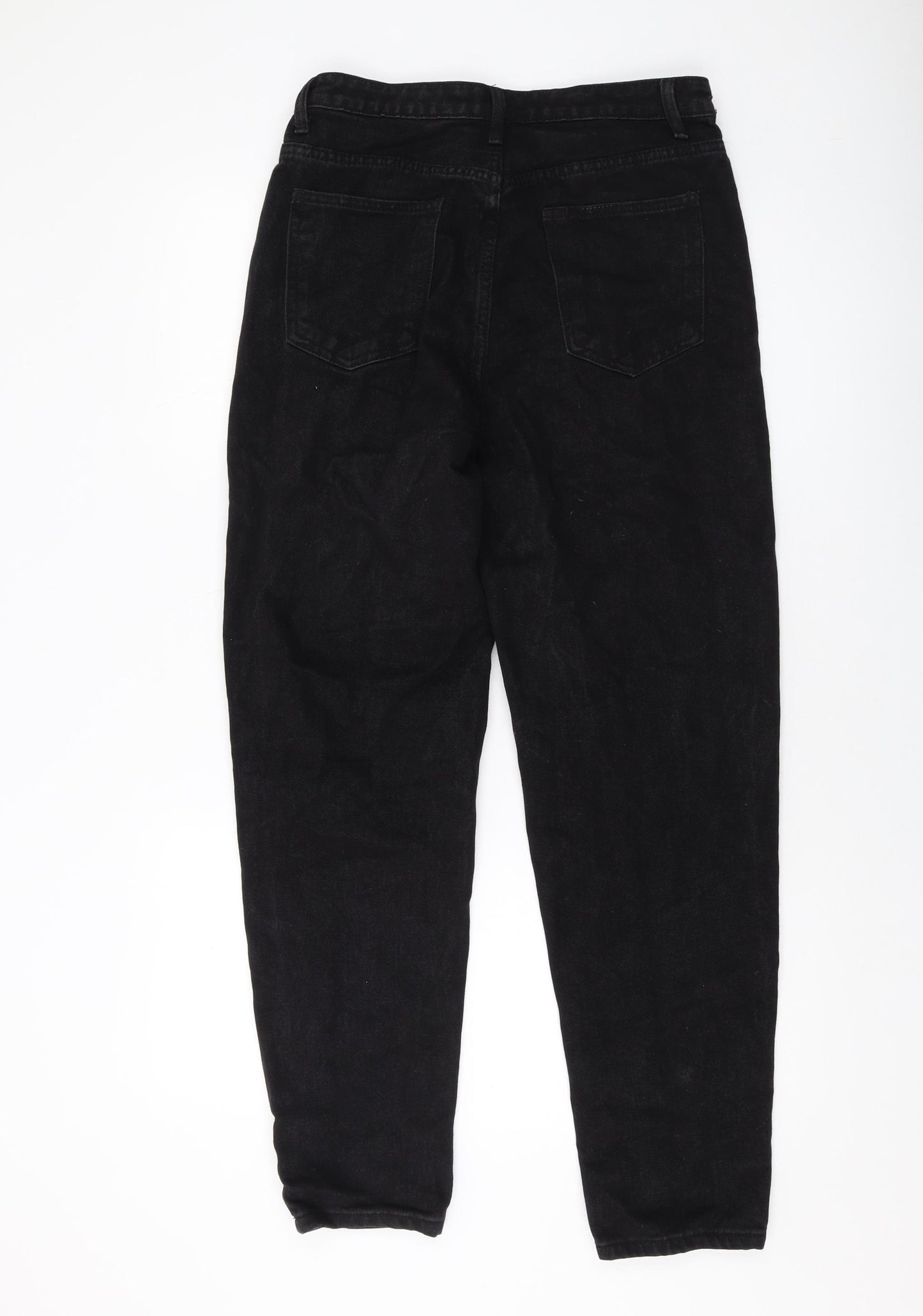 PRETTYLITTLETHING Womens Black Cotton Mom Jeans Size 10 L29 in Regular Button