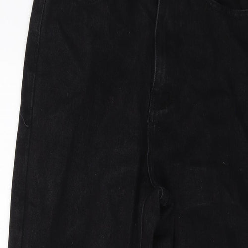 PRETTYLITTLETHING Womens Black Cotton Mom Jeans Size 10 L29 in Regular Button